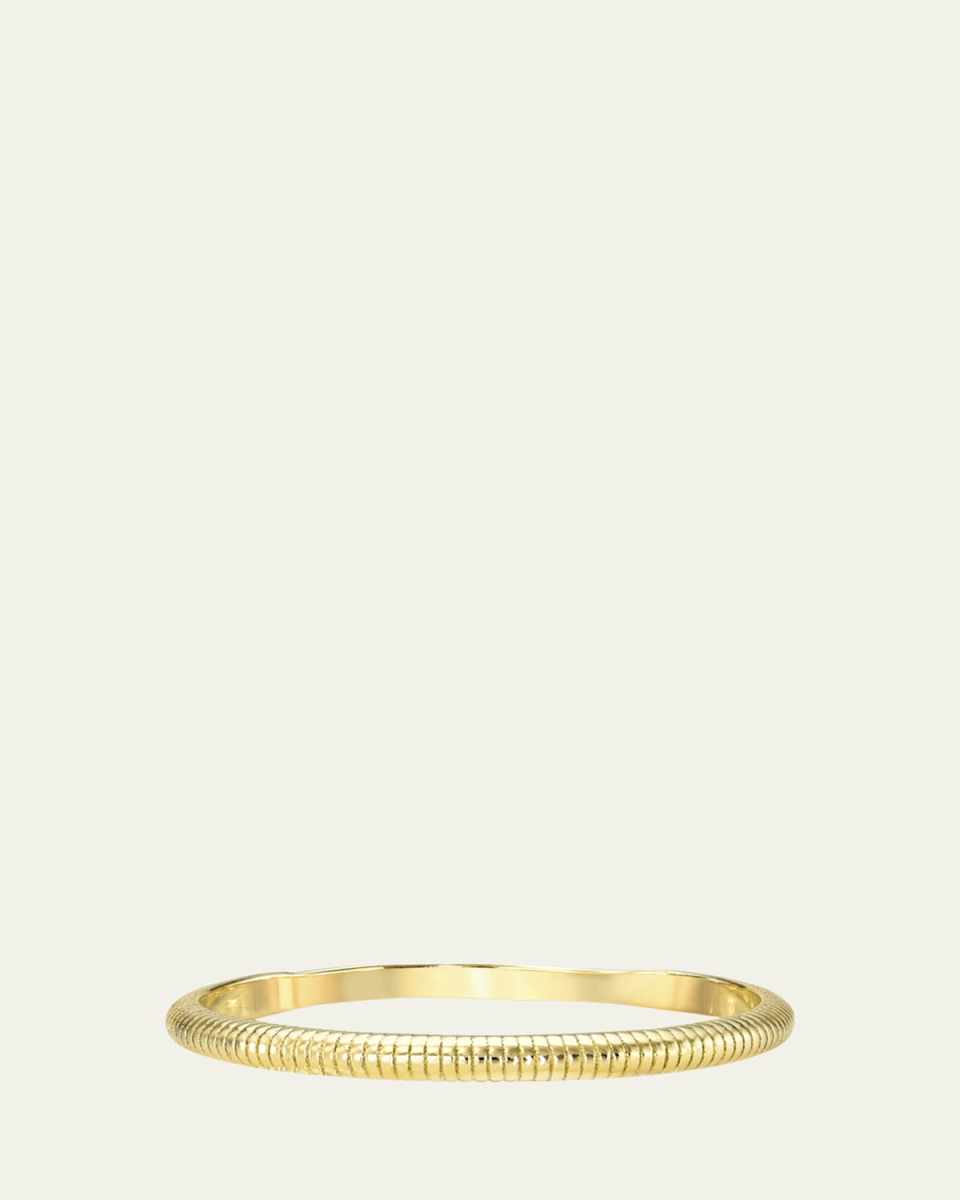 14K Yellow Gold Thin Ribbed Band, Size